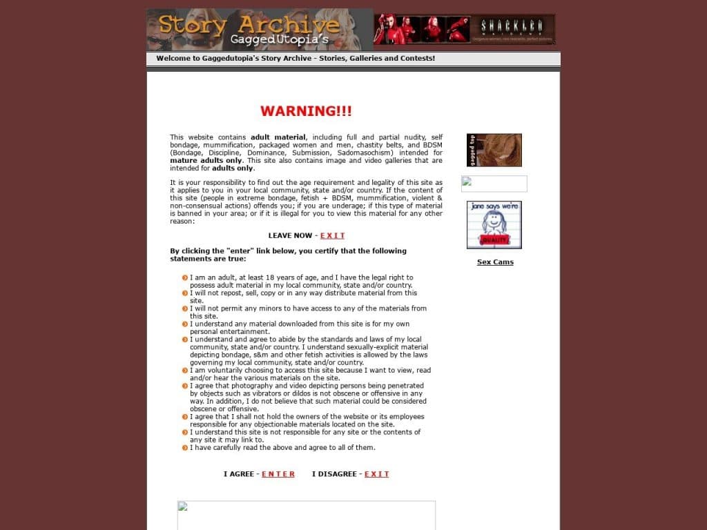 Utopia Stories Bondage Sex Stories Site Review | EasySex.com